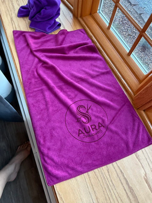 10 Lazer Print - Custom Logo - Premium Pink Microfiber Salon Towels 45 × 75 cm – Soft, Absorbent & Durable for Spa, Hair Salon & Barbershop