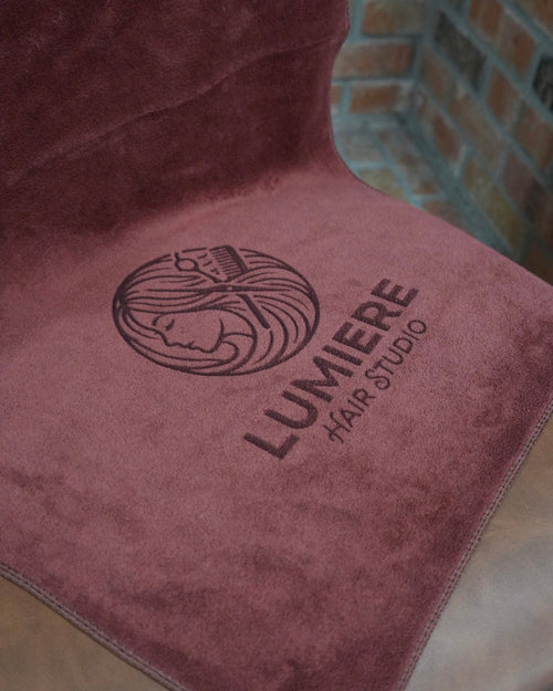 10 Lazer Print - Custom Logo - Premium Brown Microfiber Salon Towels 45 × 75 cm – Soft, Absorbent & Durable for Spa, Hair Salon & Barbershop